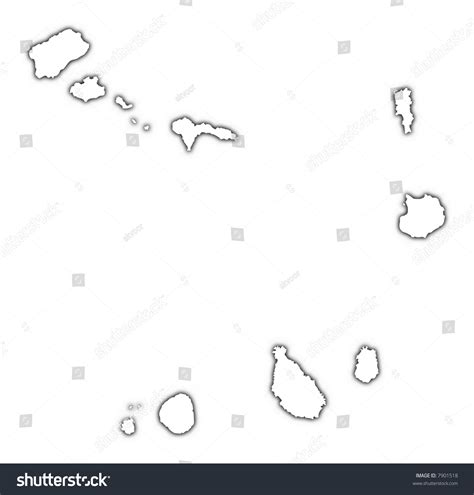 Cape Verde Outline Map Shadow Detailed Stock Illustration