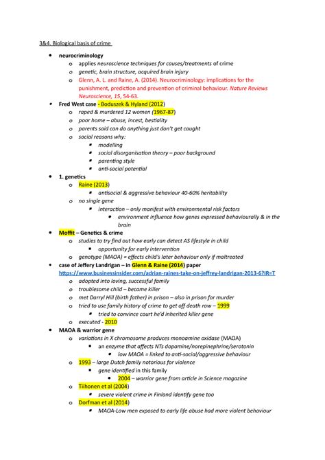 3and4 Biological Basis Of Crime Psyc604 Plymouth Studocu