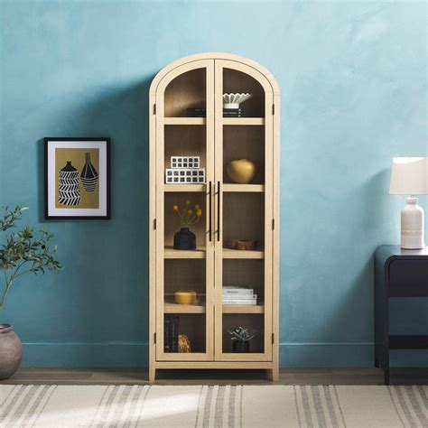 Welwick Designs Arched In Tall Coastal Oak Wood Shelf Bookcase