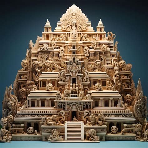 3d бумажная скульптура древней пирамиды майя | Премиум Фото