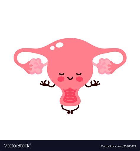 Strong Cute Healthy Happy Human Uterus Royalty Free Vector