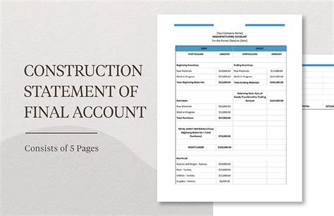 Construction Statement Of Final Account Template In Google Docs Word