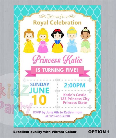 Invitación De Princesa De Disney Invitación De Cumpleaños De Etsy