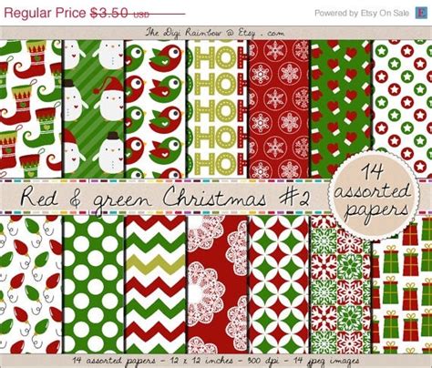 SALE christmas digital paper red and green by TheDigiRainbow