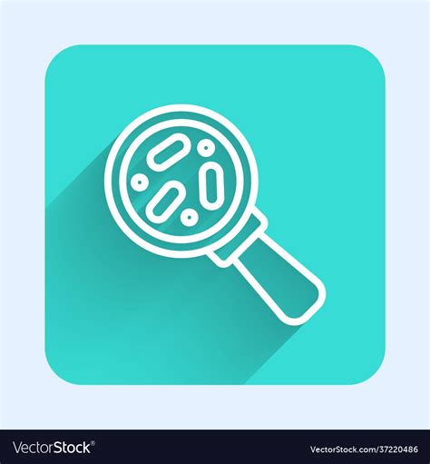 White Line Microorganisms Under Magnifier Icon Vector Image