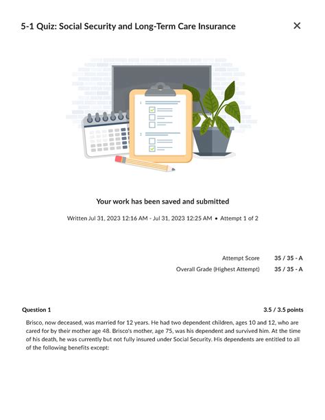 Quiz Social Security And Long Term Care Insurance Fin Risk