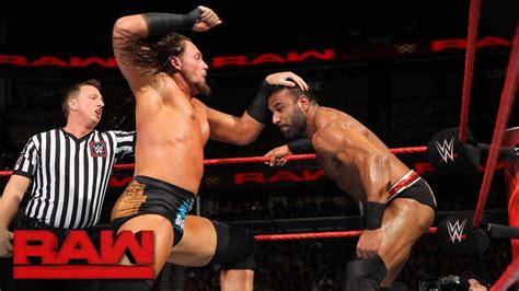 Big Cass Vs Rusev Jinder Mahal 2 On 1 Handicap Match Raw Jan 2