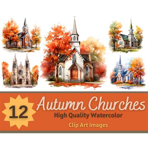 Autumn Fall Church PNG Watercolor Bundle Christian Clipart - Etsy