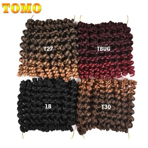 TOMO Synthetic Jumpy Wand Curl Crochet Braids 8 12Inch Ombre Jamaican