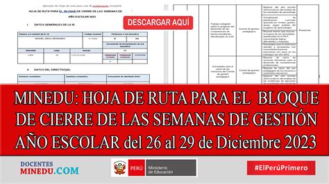 Minedu Hoja De Ruta Para El Bloque De Cierre De Las Semanas De GestiÓn