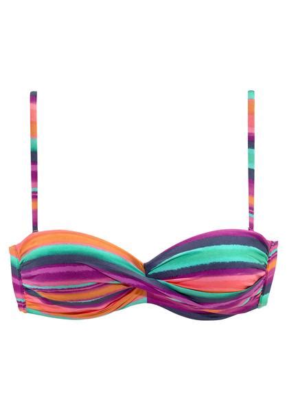 LASCANA Bandeau Bikini Top Rainbow Bunt Gestreift Cup A 32