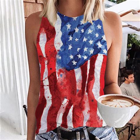 Aboser Womens Th Of July Tank Tops Vinatge Distressed American Flag