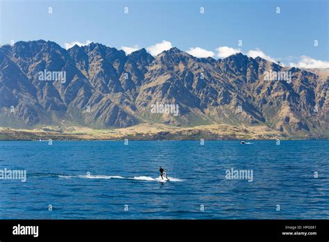 Queenstown Otago New Zealand Jet Skiing On Lake Wakatipu The