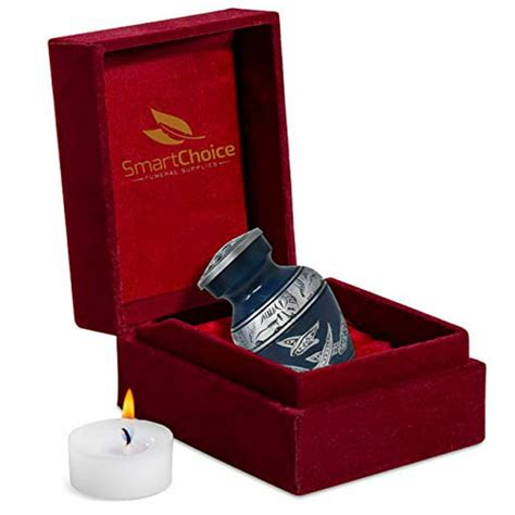 Smartchoice Cremation Urn Keepsake For Human Ashes Royal Blue With Doves