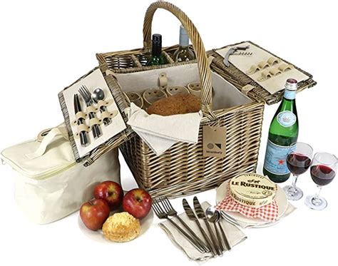 Wrenbury Wicker Picnic Basket Person Fully Fitted With Bottle Carrier