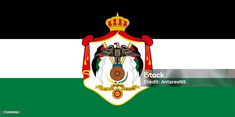 The Official Current Flag And Coat Of Arms Of Hashemite Kingdom Of ...