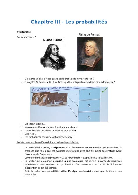 Ue Biostats Chapitre Iii Les Probabilit S Chapitre Iii Les