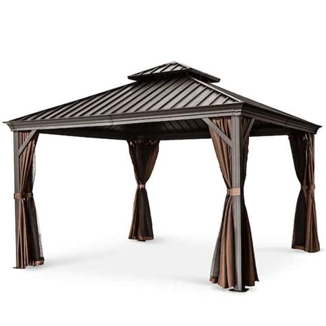 Egeiroslife Ft X Ft Double Roof Hardtop Aluminum Patio Gazebo