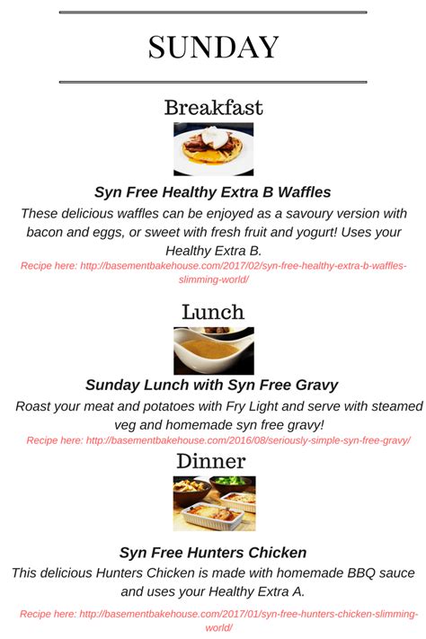 Seven Day Slimming World Meal Plan Basement Bakehouse