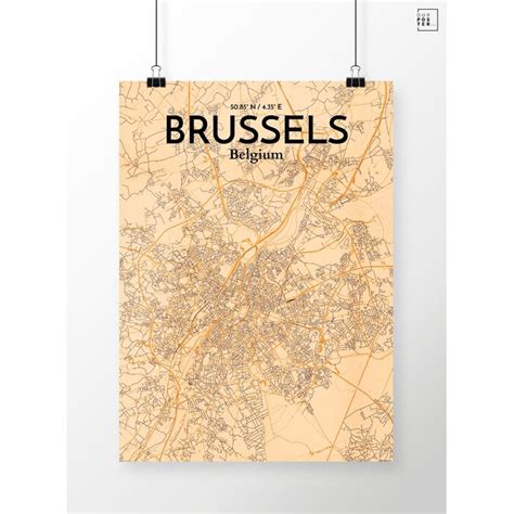 Wrought Studio Brussels City Map Graphic Art Print Poster In Vintage