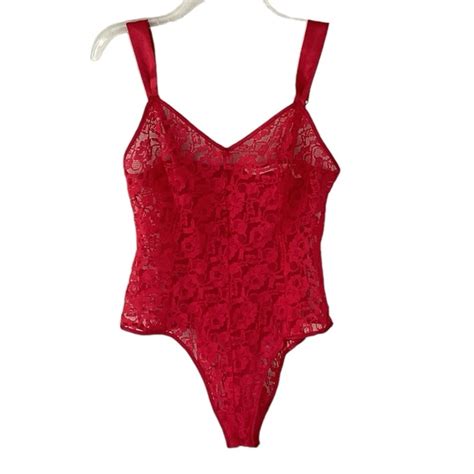 Victoria S Secret Intimates Sleepwear Victorias Secret Red Lace Teddy Lingerie Small
