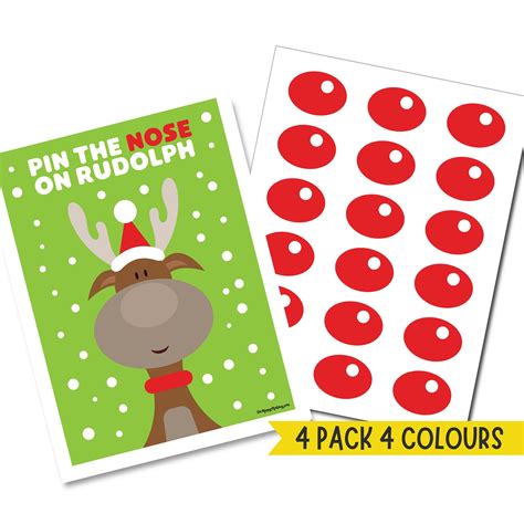 Pin The Nose On Rudolph 4 Pack Instant Download Pin Nose Game Etsy