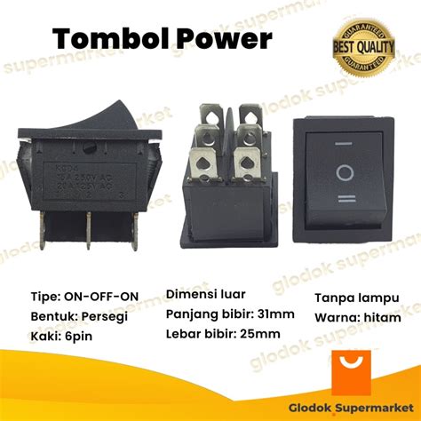 Jual Saklar 6 Pin On Off On Tombol Rocker 3 Posisi KCD4 Power Switch