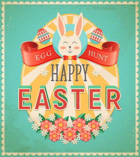 Happy Easter Egg Hunt Vintage Grunge Greeting Card 16539929 Vector Art At Vecteezy