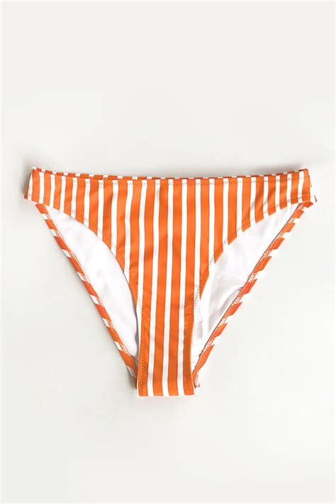 Bottom De Bikini Con Lazos Rayas Naranjas Blancas
