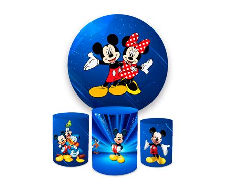 Kit Capa Painel Trio Cilindros Mickey Azul Loja Bibi Pain Is