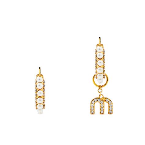 Miu Miu Pearl Earrings Women Hoop Earrings Flannels