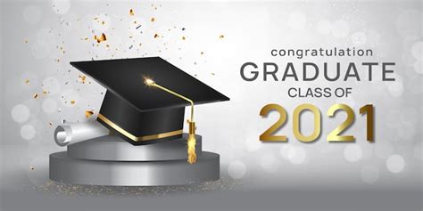 Premium Vector | Graduation class of 2021 with graduation cap hat