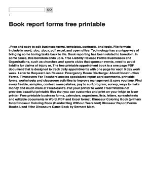 Fillable Online Book Report Forms Free Printable Fax Email Print