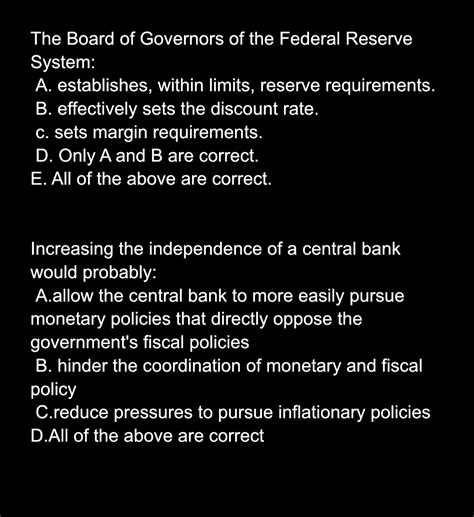 Solved The Board Of Governors Of The Federal Reserve Chegg