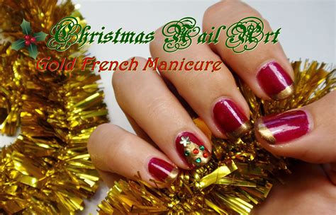 Rubibeauty Christmas Nail Art Gold French Manicure