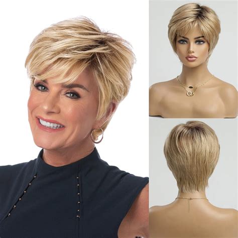Amazon HAIRCUBE Short Glazed Sand Blonde Human Hair Wigs For Women Pixie Cut Curly Wig