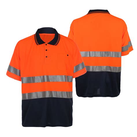 Men Safety Clothing Reflective Tape Hi Vis Short Sleeve Two Toned