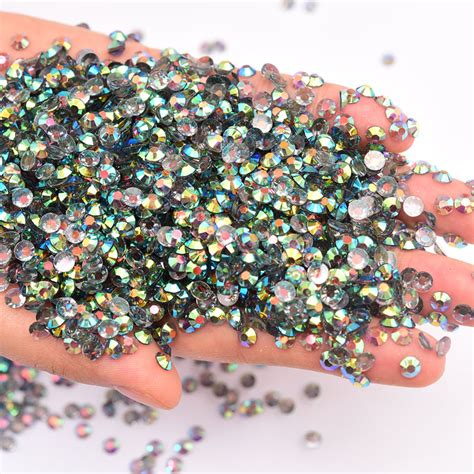 Wholesale Full Size Transparent Clear Ab Flatback Non Hotfix Crystals Nail Art Resin Non Hot Fix