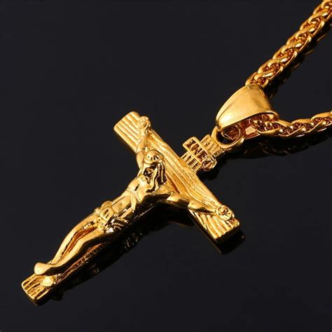 Men Chain Christian Jewelry Gifts Vintage Cross Inri Crucifix Jesus