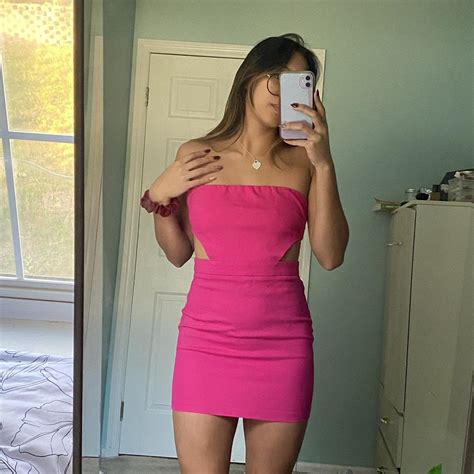 HOT PINK Bodycon Cut Out Dress Super Down Brand Depop