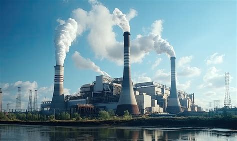 Premium Photo Industrial Plant Emitting Smoke With Tall Chimneys