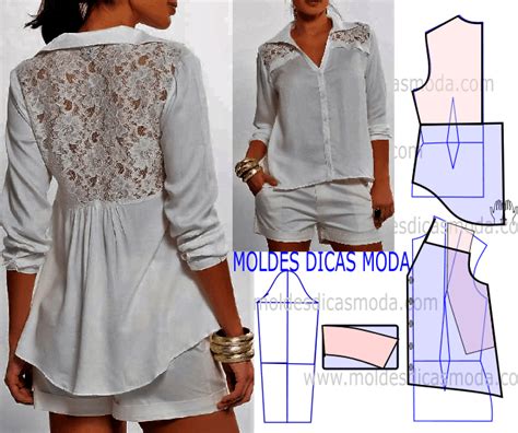 BLUSA BRANCA RENDA 100 Moldes Dicas Moda