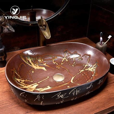 Jingdezhen Handmade Lavabo Washbasin Bathroom Sink Bowl Countertop