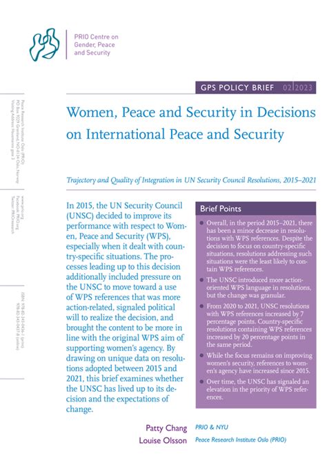 Women Peace And Security In Decisions On International Peace And