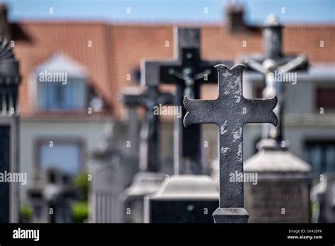 Tombstones And Crosses At A French Cemetery Stock Photo Alamy