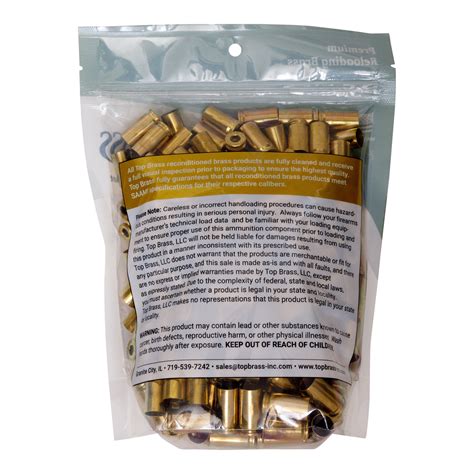 9mm Luger Reconditioned Brass 500pcs Top Brass Inc Top Brass Reloading Supplies