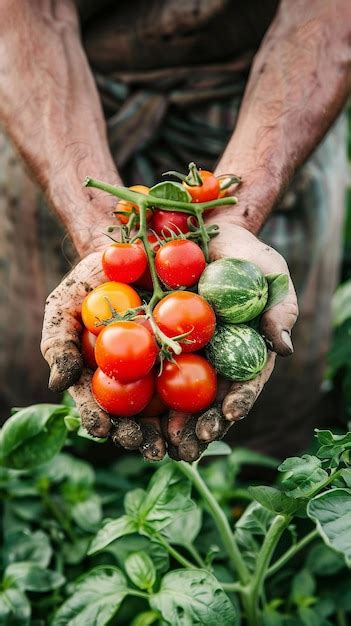 Premium Photo A Man Holding Tomatoes In His Hands