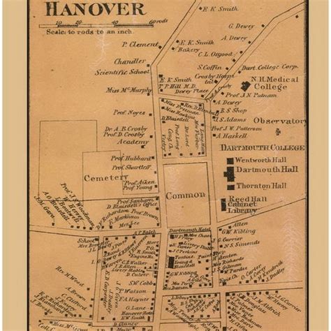 Hanover Village 1860 Old Town Map With Homeowner Names New Etsy