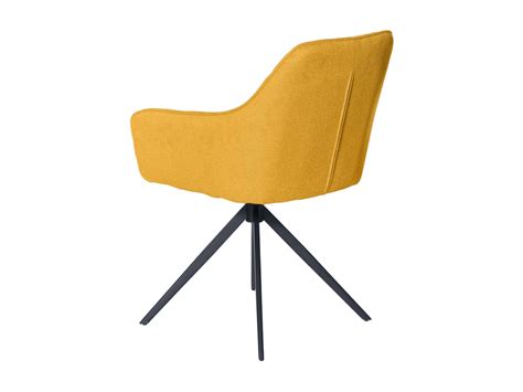 Chaise pivotante à 180º avec accoudoir tissu jaune moutarde et pieds