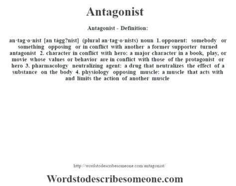 Antagonist definition | Antagonist meaning - words to describe someone